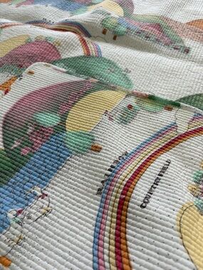 61x49” Baby Kids Throw Blanket Rainbows Mountains trees Whimsical Cottagecore